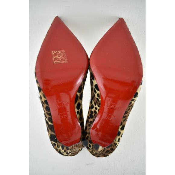 Christian Louboutin Kate 100 Pony Madagascar Leopard Black Brown Heel Pump 37.5 - Picture 12 of 12